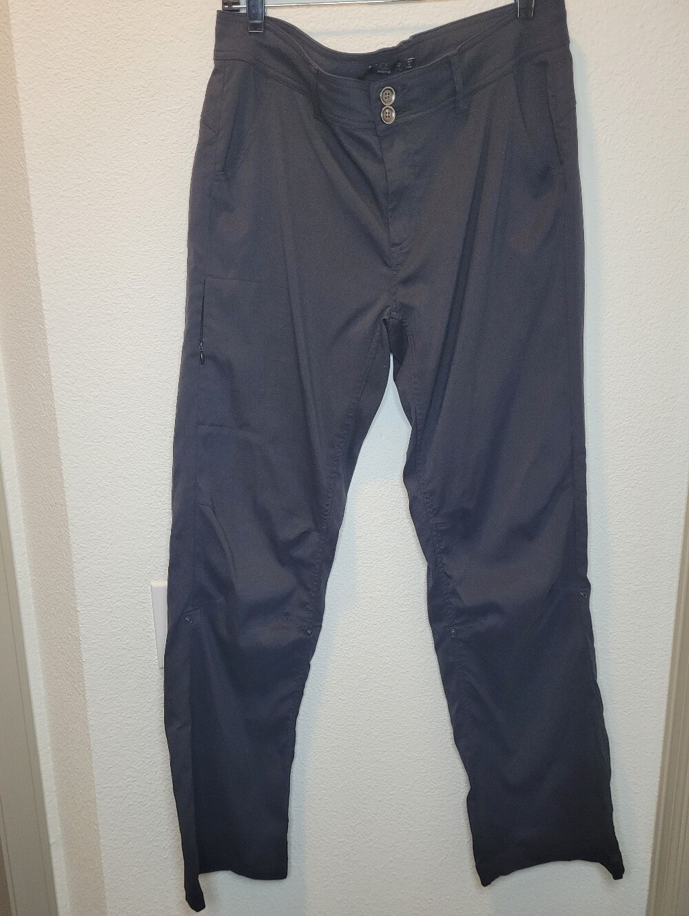 prAna Halle Pants Sz 12 Charcoal Gray Convertible Roll-Up Hiking Outdoor Utility
